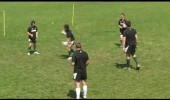 One handed passing down channel holding 2 balls