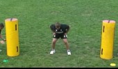 3-man lifting practice with pads 