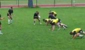 Touch rugby with press up variation